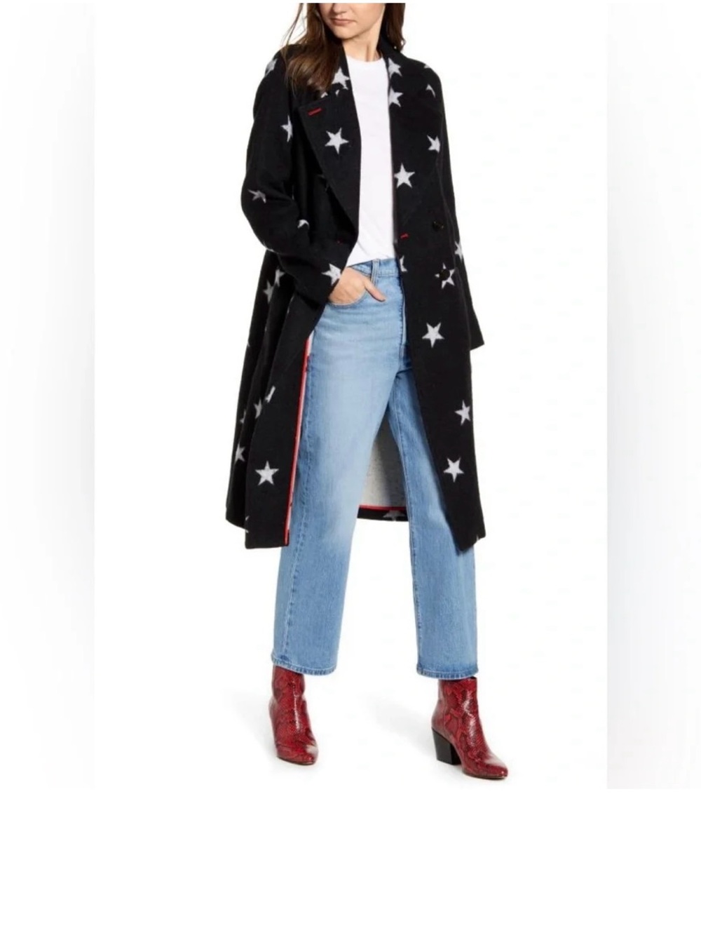 Star Double Face Trench Coat black, white size:M